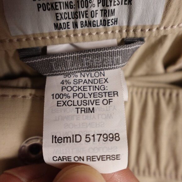 L.L. Bean Tropicwear Zip-Off Convertible Pants Women's Large Petite Beige Khaki - Picture 4 of 12